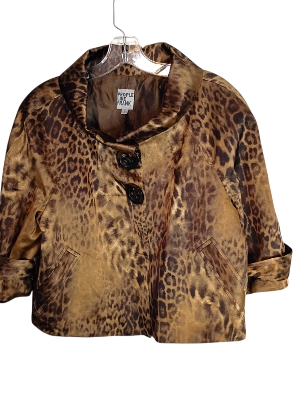 People Like Frank Leopard Print Cropped Jacket - Brown Size 8